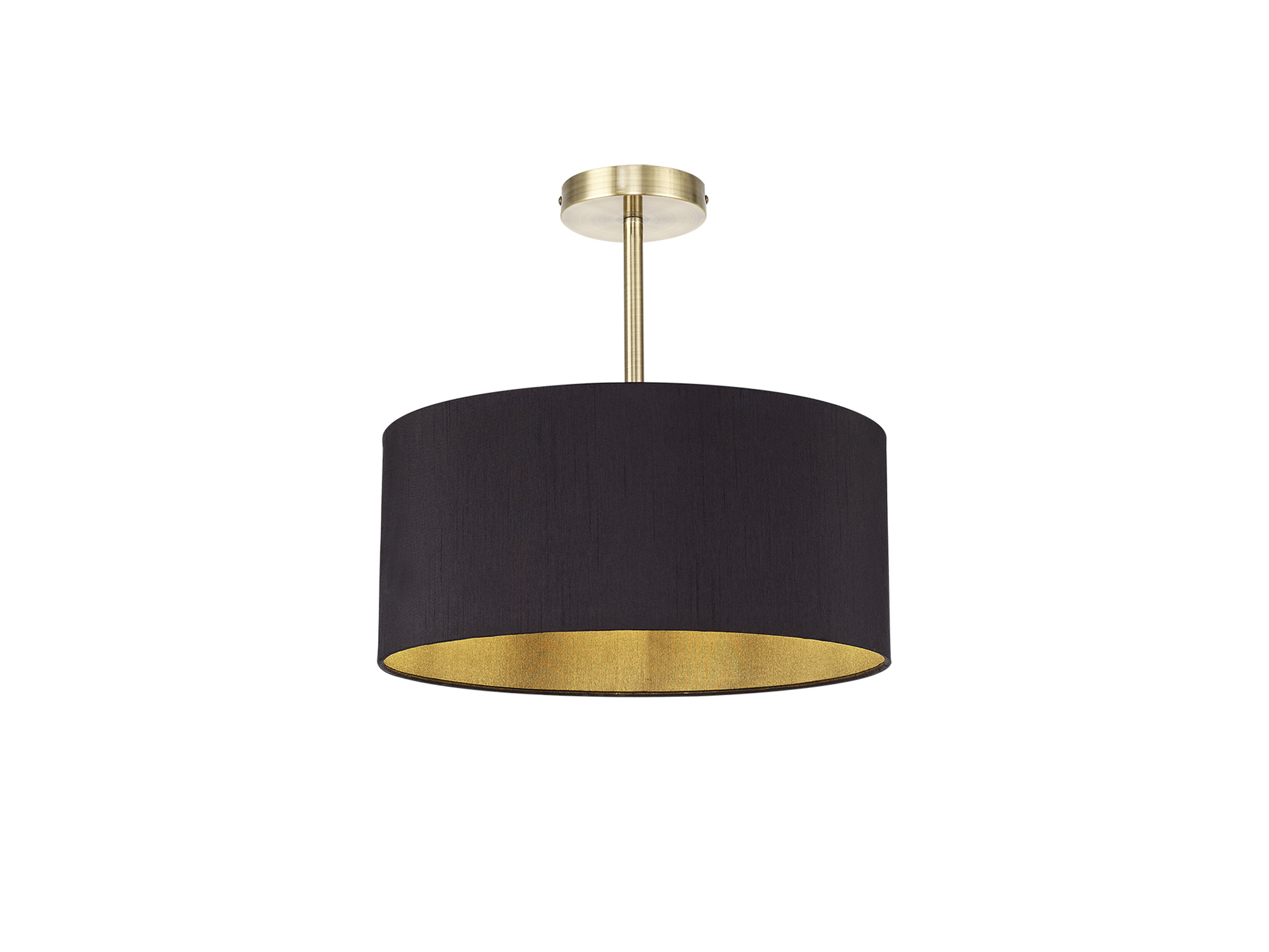 Baymont 40cm Semi Flush 1 Light Antique Brass, Midnight Black/Green Olive DK0171  Deco Baymont